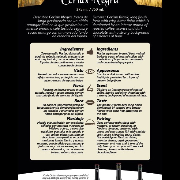 Ficha de producto Cerveza Ceriux Negra