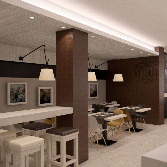 Interior 3D Cafetería Victoria
