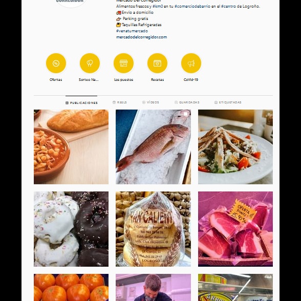 Alta, personalización y publicaciones en Instagram. Mercado del Corregidor.