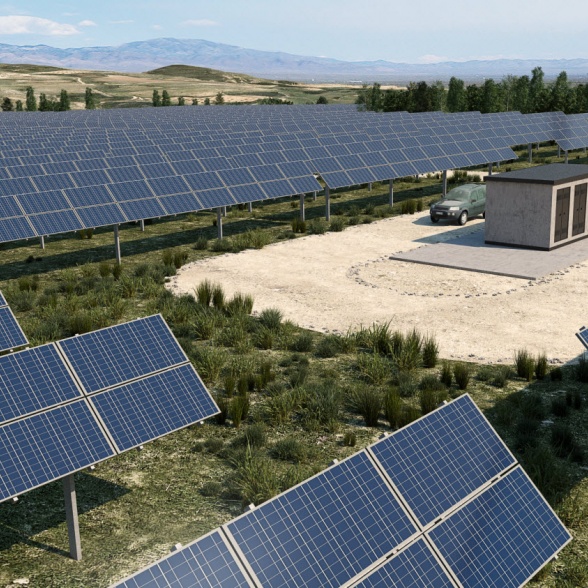 Detalle proyecto planta solar energía renovable
