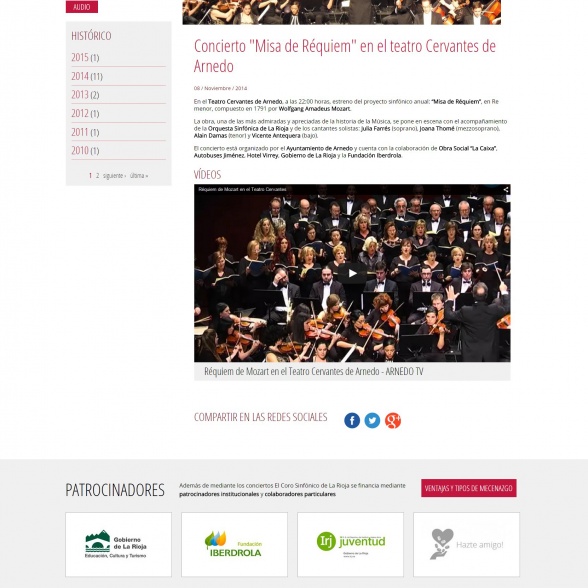 Portal web adaptable de Coro Sinfónico de La Rioja