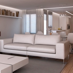 Interiores 3D para apartamento Entre 3 Interioristas