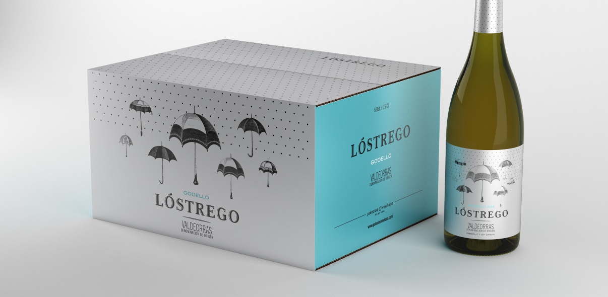 caja y botella de Lóstrego Godello